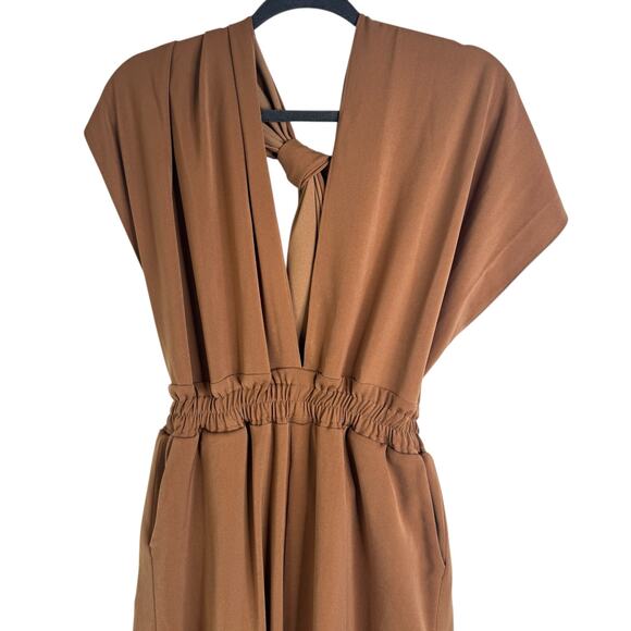 DiarraBlu Umy Jumpsuit Wrap Camel Brown Convertible Open Back XS/S Flawed - Picture 6 of 15